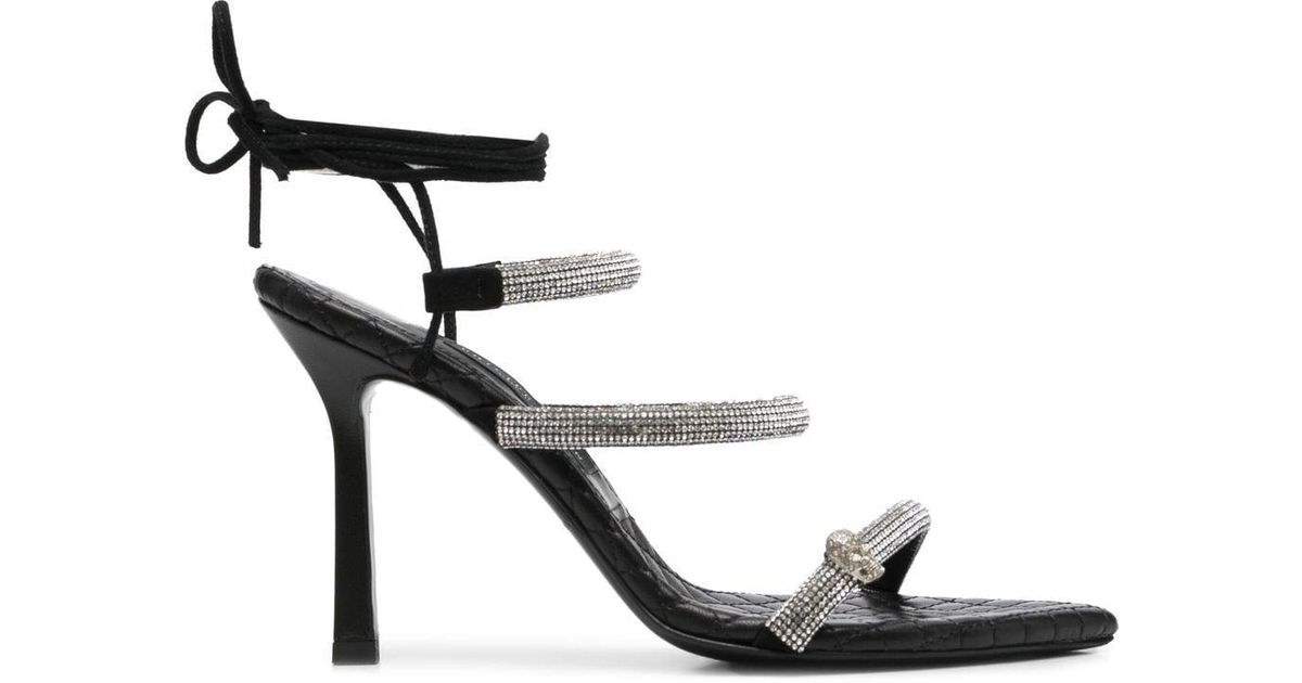 Philipp Plein Crystal-embellished 105mm Strappy Sandals in Black | Lyst UK