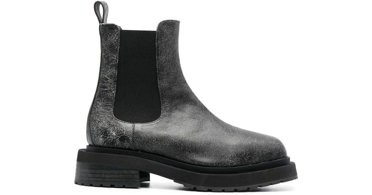 Eckhaus Latta Mike Cracked-effect Chelsea Boots in Black | Lyst