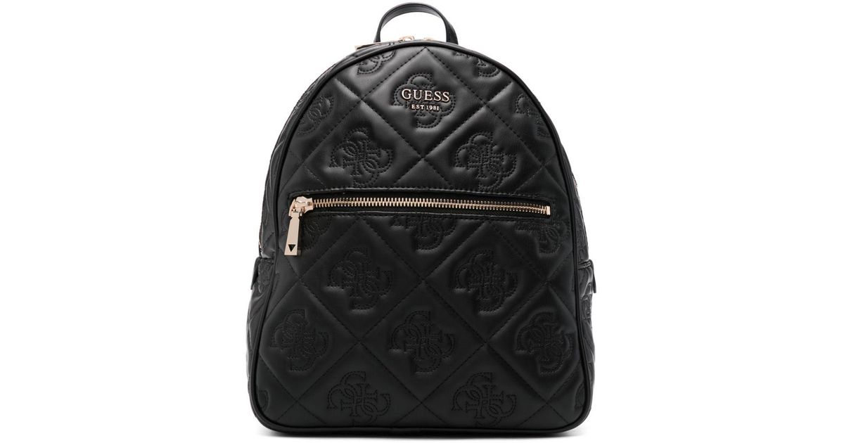 Guess Logo-Embroidered Backpack in Black | Lyst