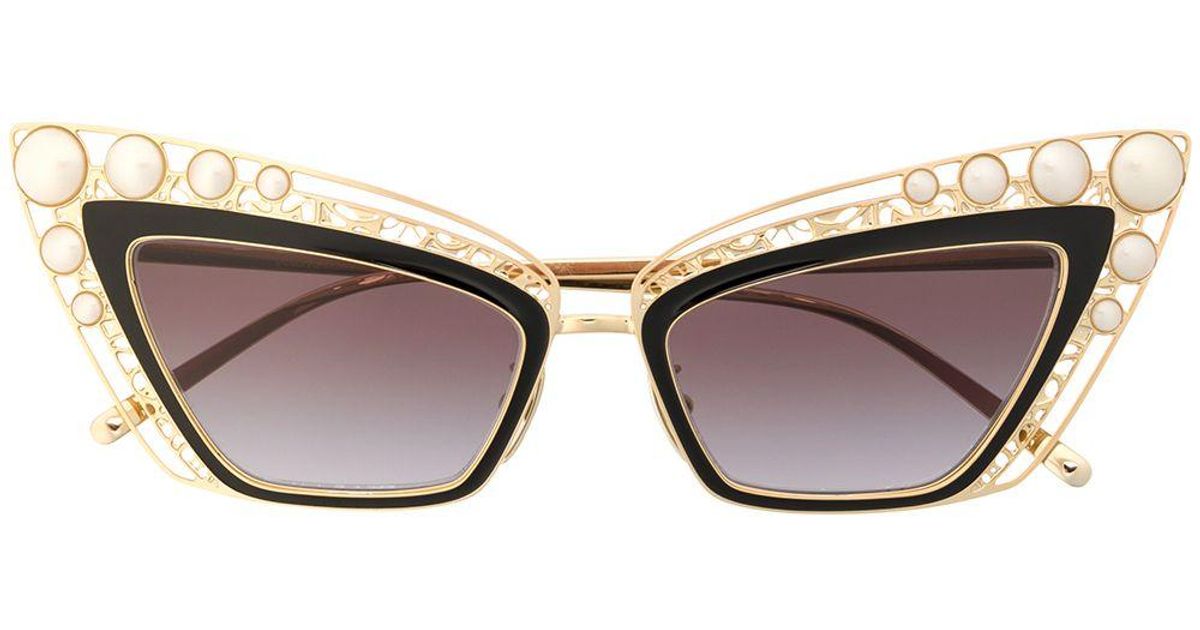 Dolce & Gabbana Cat-Eye-Sonnenbrille mit Perlen in Mettallic - Lyst