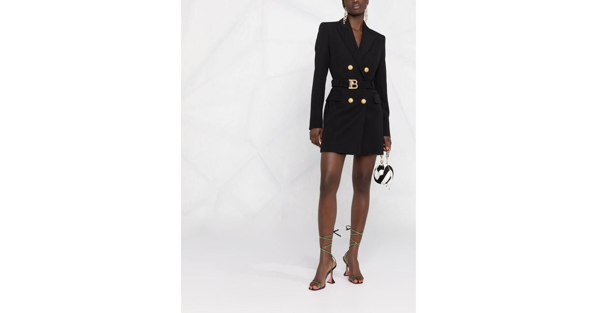 Balmain Belted Blazer Dress in Black | Lyst Canada