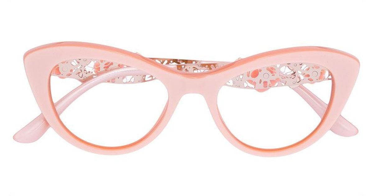 Dolce & Gabbana Flower Embellished Cat Eye Glasses in Pink | Lyst