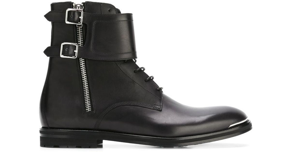 alexander mcqueen buckle boots