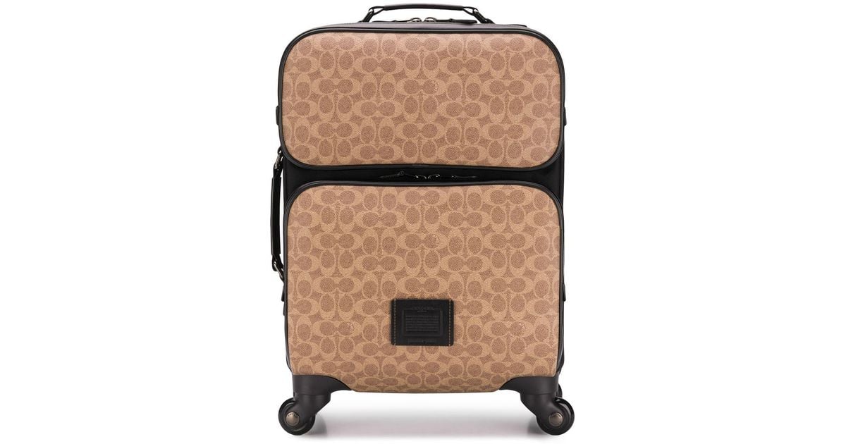 Coach Academy Travel Wheeled Carry On In Signature Canvas Luggage Bag