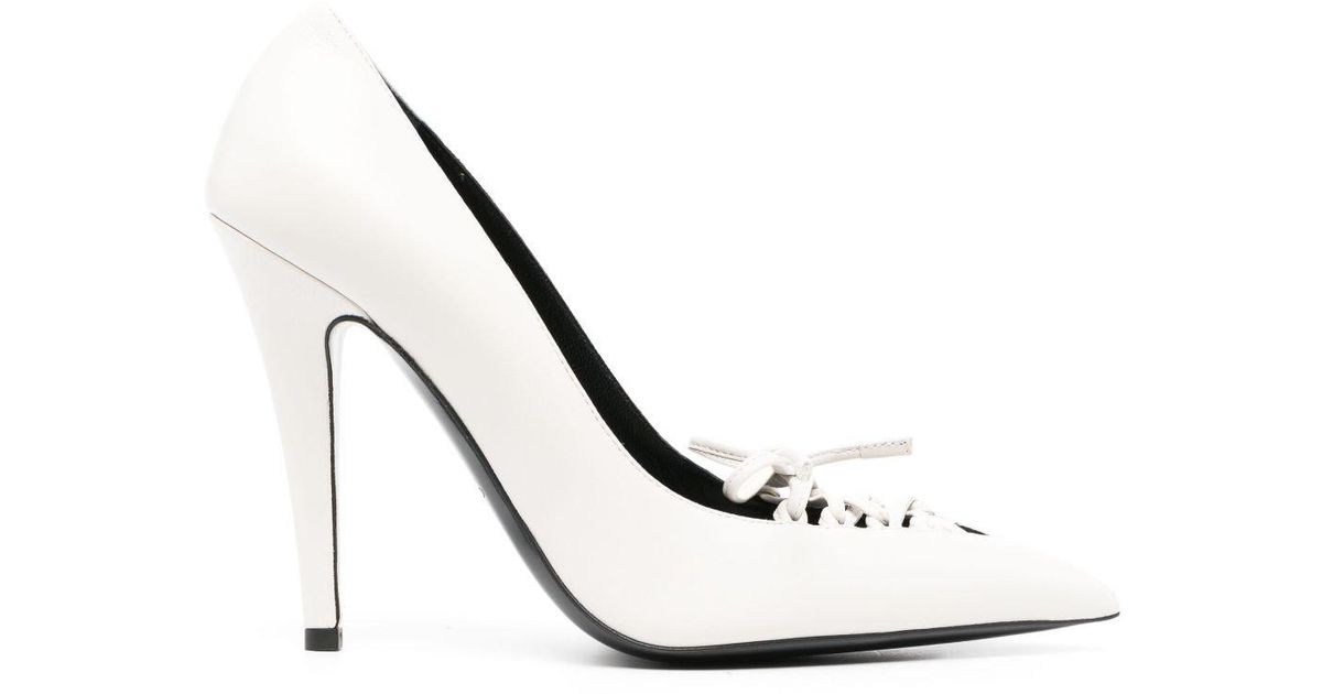 Tom Ford 110mm Lace-up Leather Pumps in White | Lyst