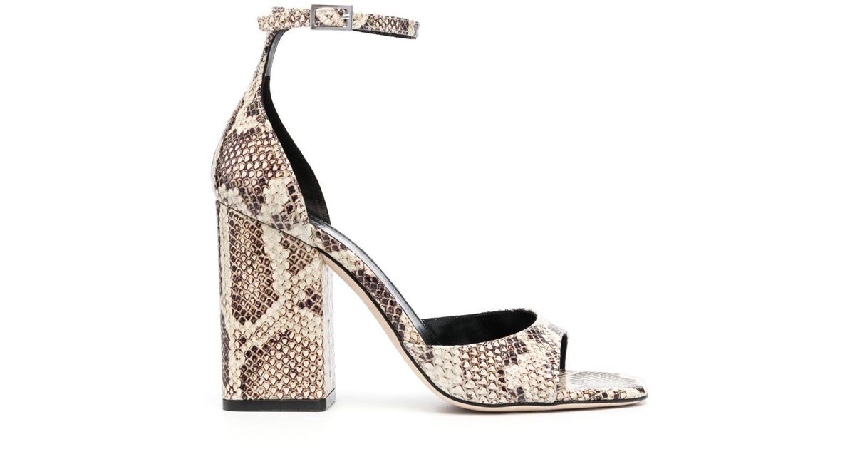 Paris Texas Fiona Python-print Sandals in Metallic | Lyst UK