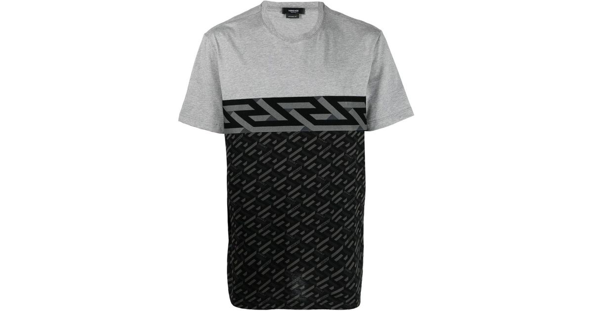 Versace Cotton La Greca Printed Tshirt in Black for Men Lyst Canada
