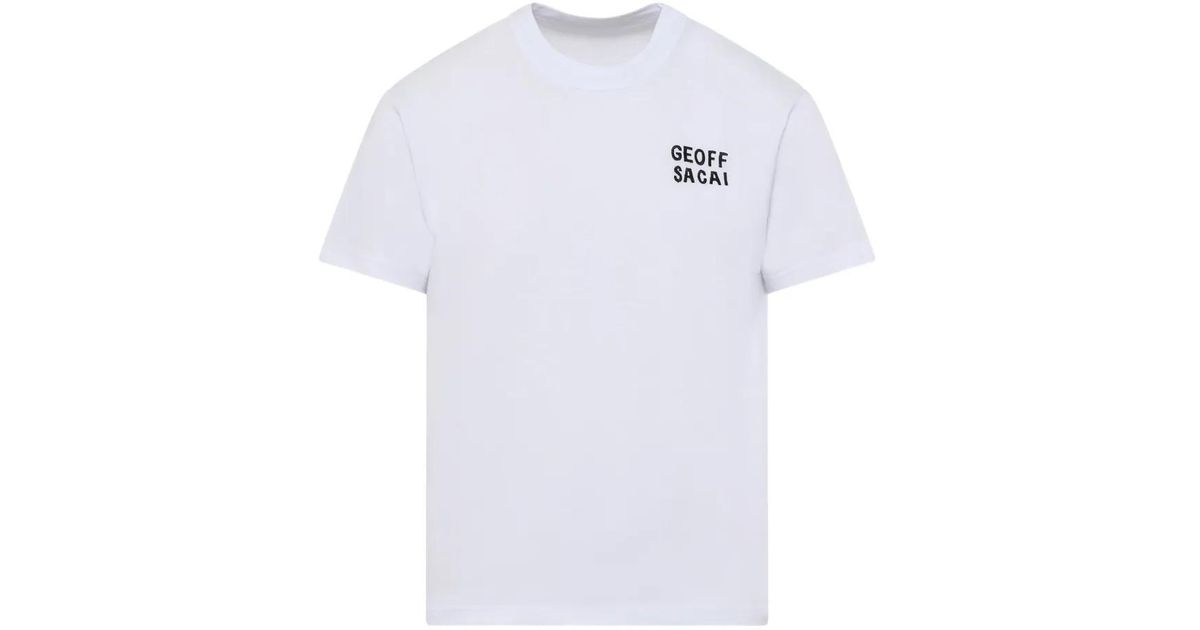 Sacai X Geoff Mcfetridge Embroidered T-Shirt in White for Men | Lyst