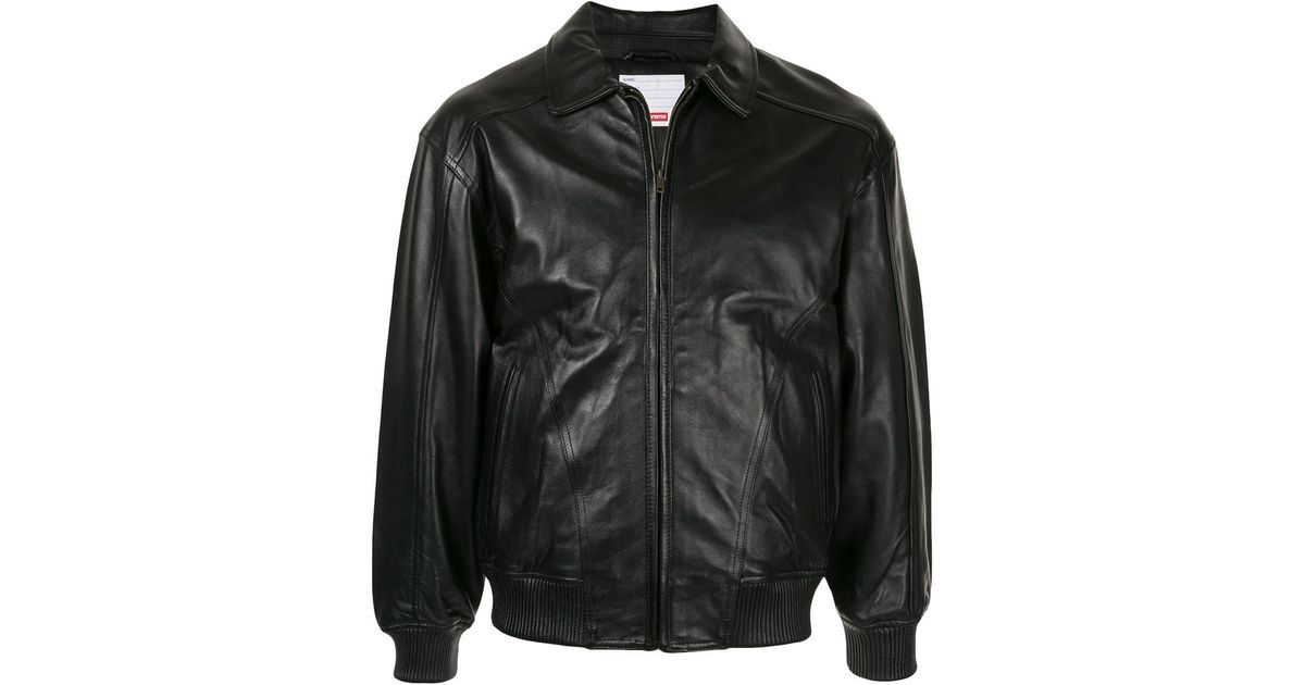 supreme arc logo leather jacket