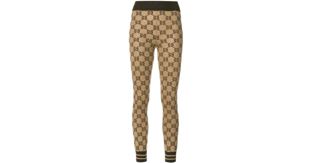 Gucci Wool Gg Supreme Leggings in Brown Lyst