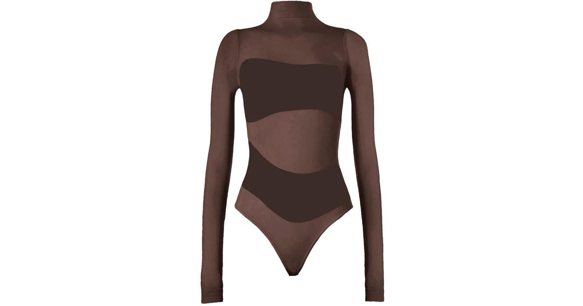 String Body Wolford Long-Sleeved String Body in Brown | Lyst