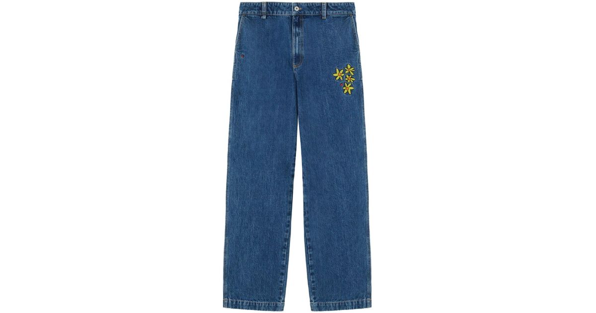 Axel Arigato West Floralembroidered Jeans in Blue for Men Lyst