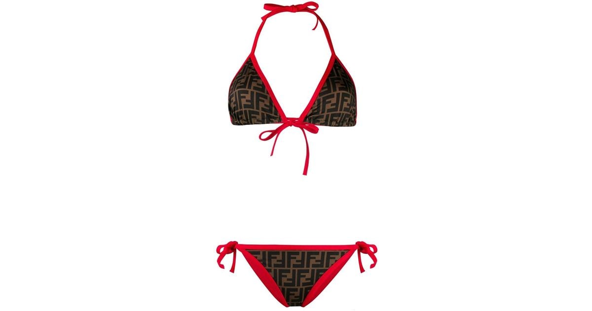Fendi Ff Pattern Bikini in Red | Lyst Canada