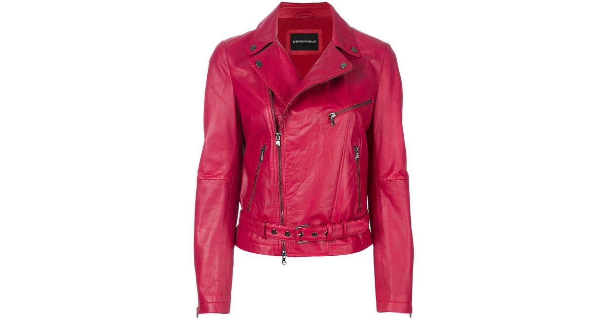 armani red leather jacket