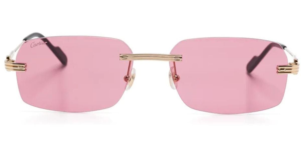 Cartier Rimless Sunglasses in Pink | Lyst