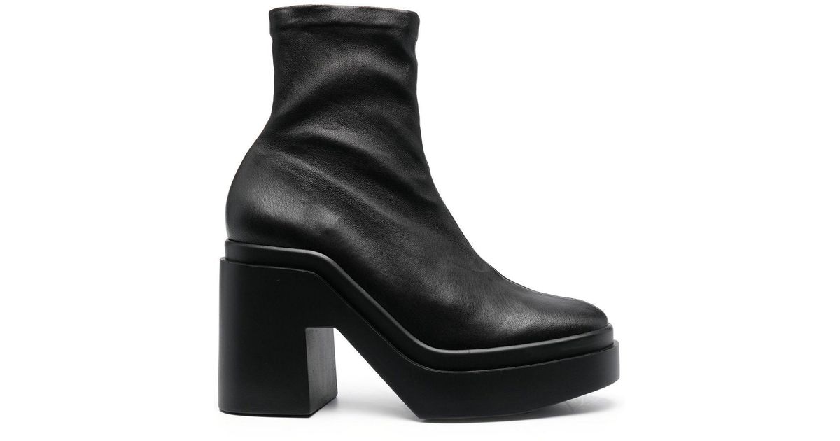 Robert Clergerie Leather Platform Boots in Black | Lyst