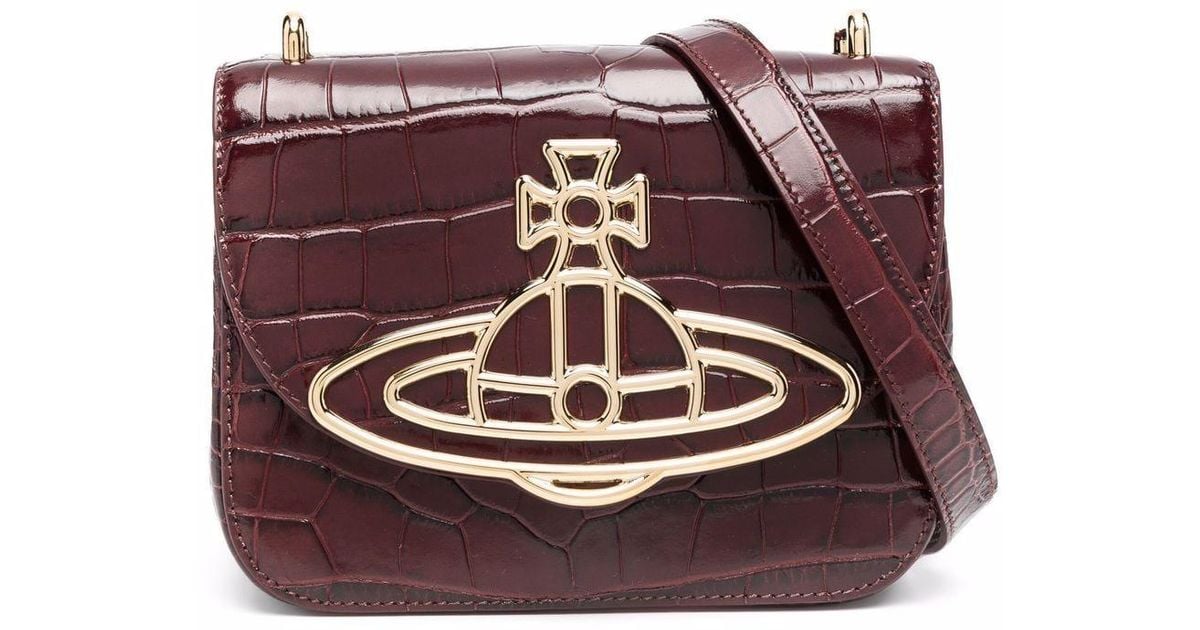 Vivienne Westwood Leather Linda Crocodileeffect Crossbody Bag in Red