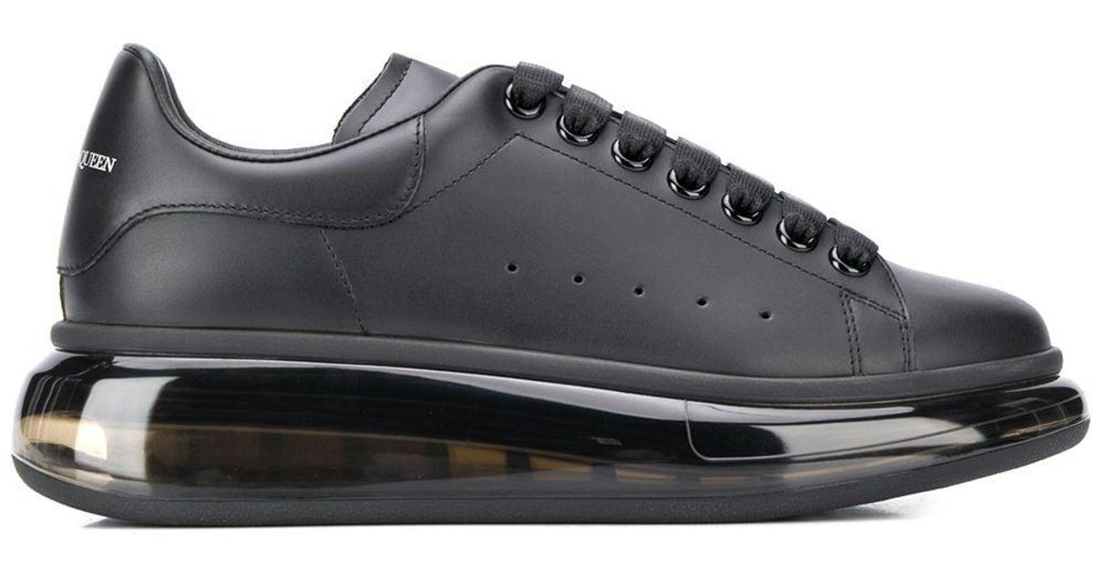 Alexander McQueen Leather Transparent Sole Lace-up Sneakers in Black - Lyst