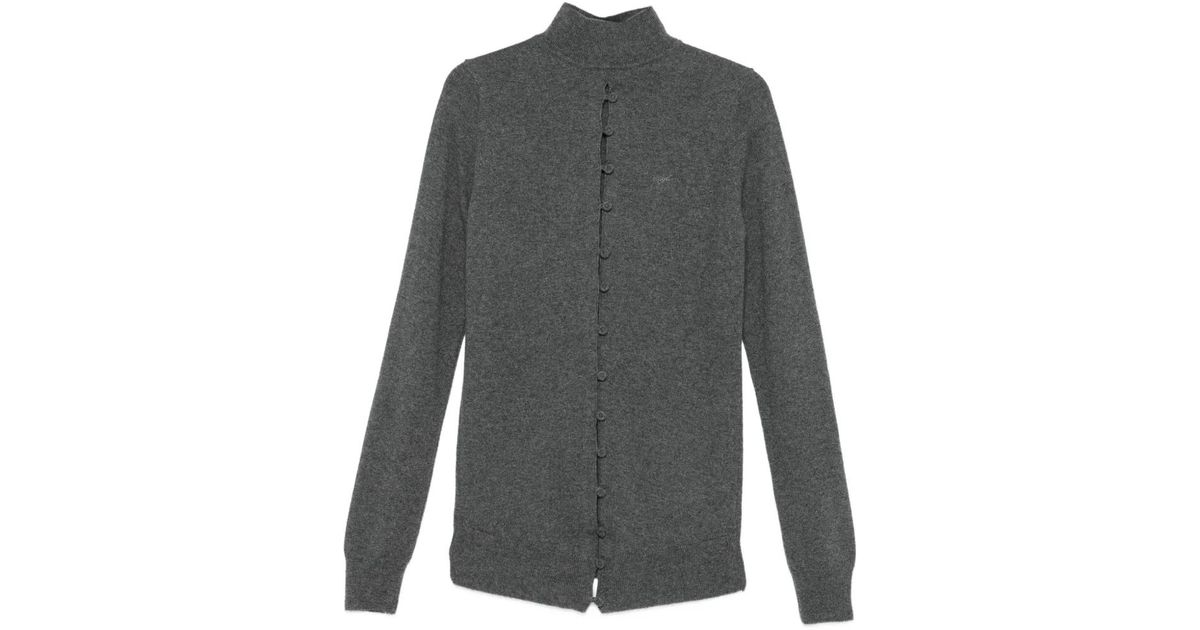 Mugglor Mugler Button-Up High-Neck Sweater in Gray | Lyst