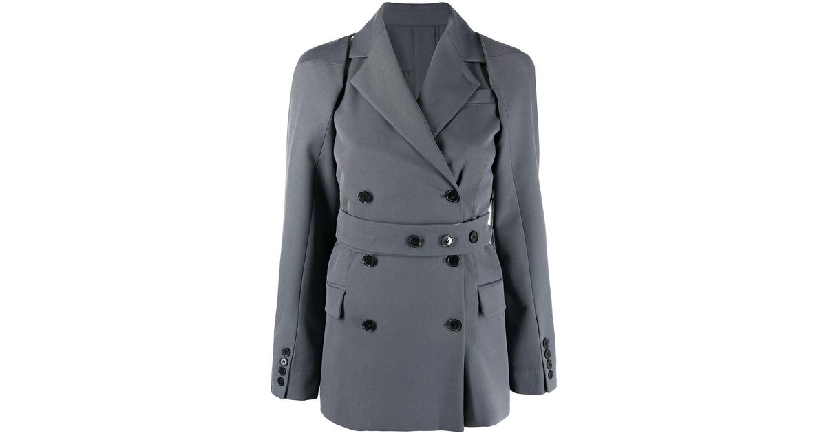 rokh】2021FW GREY detachable sleeve jacket 36 グレー グレン