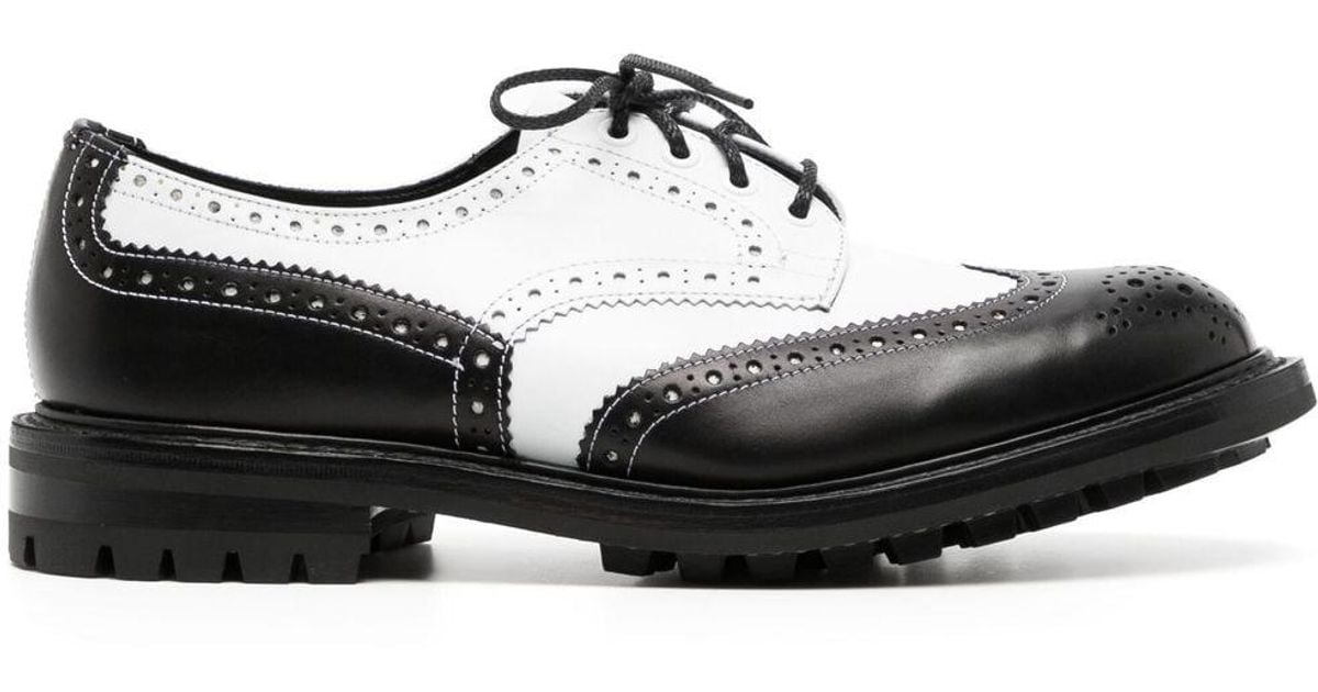 Tricker's Two-tone Lace-up Leather Brogues in Black for Men | Lyst UK