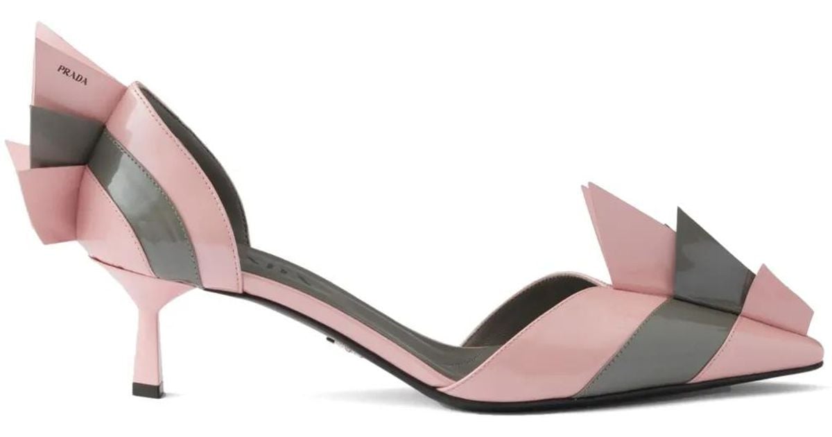 PRA FLOWER POINTED HEELS 55 LIGHT PINK CALFSKIN