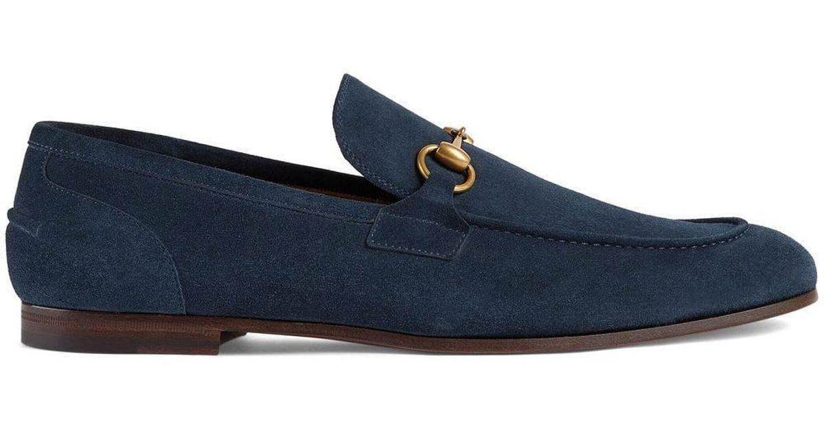 Folde Sky tusind Gucci Jordaan Horsebit-detail Suede Loafers in Blue for Men | Lyst