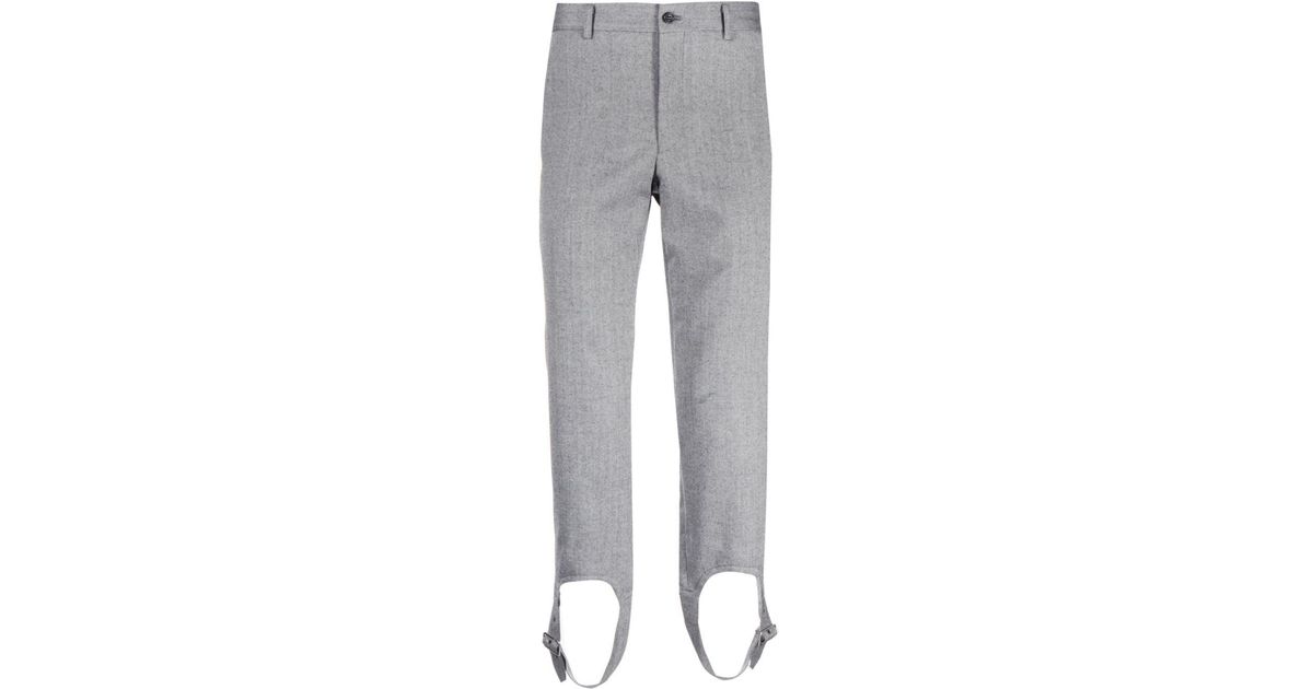 Comme des Garçons Herringbone Straightleg Stirrup Trousers in Grey for