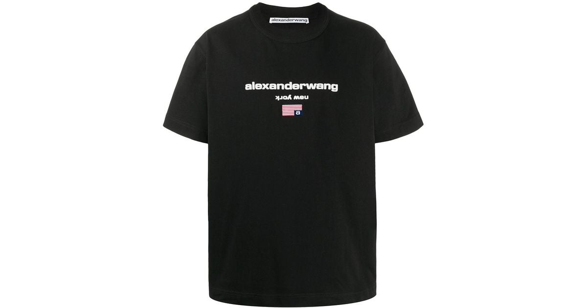 【関税&送料込】Alexander Wang T-Shirt With Logo PUFF LOGO TEE IN COTTON JERSEY in BLACK | alexanderwang®
