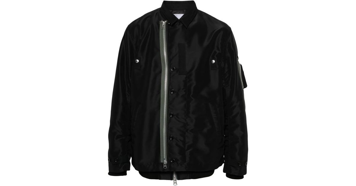 メンズ Sacai コントラストトリム ボンバージャケット ブラック | Lyst