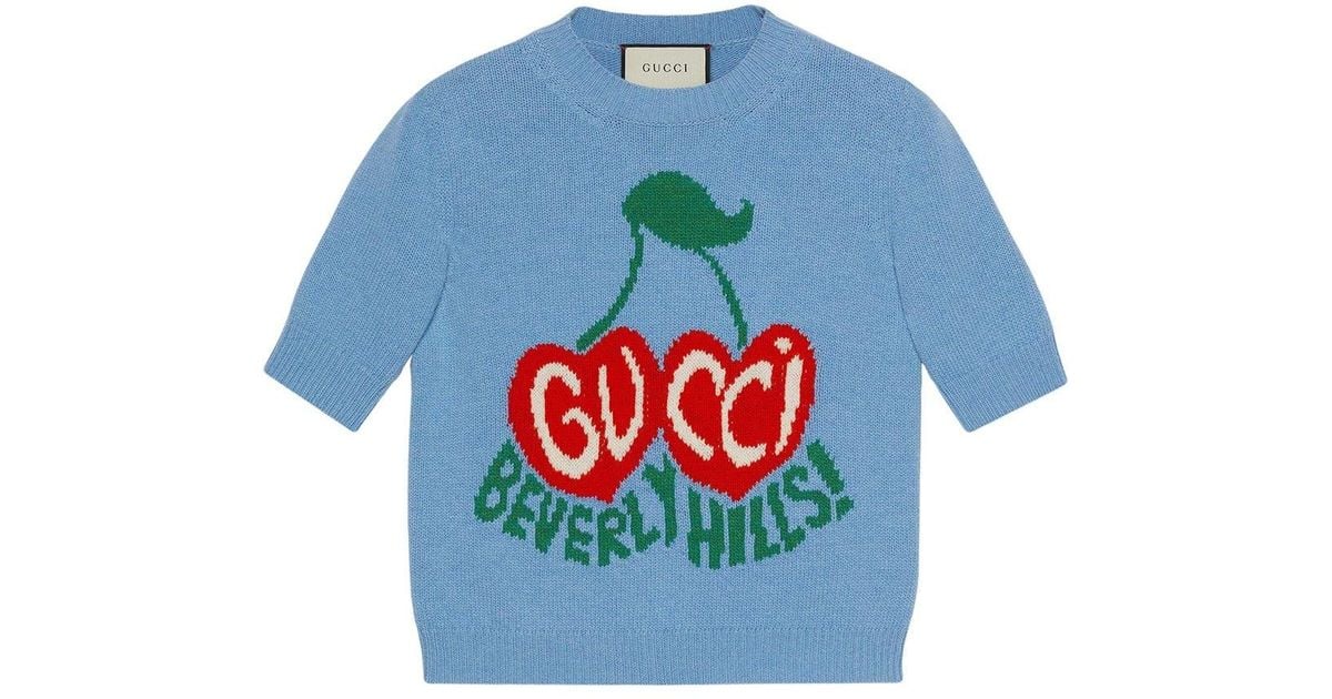 Gucci Beverly Hills チェリー ニットトップ ブルー | Lyst