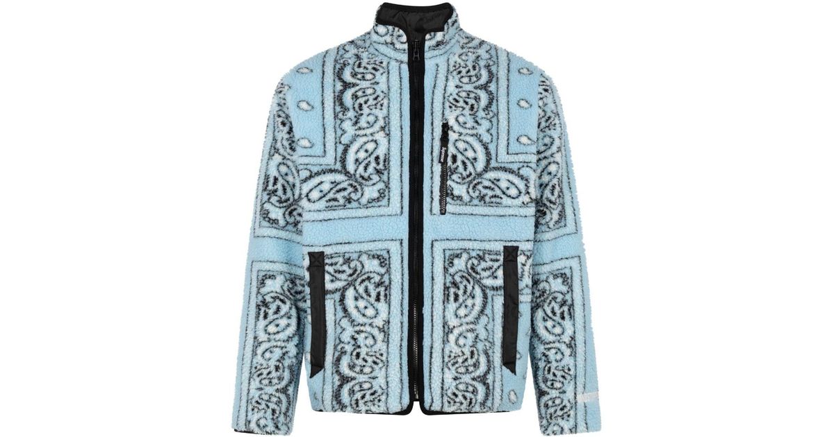 Supreme Bandana-print Reversible Fleece Jacket in Blue for Men | Lyst