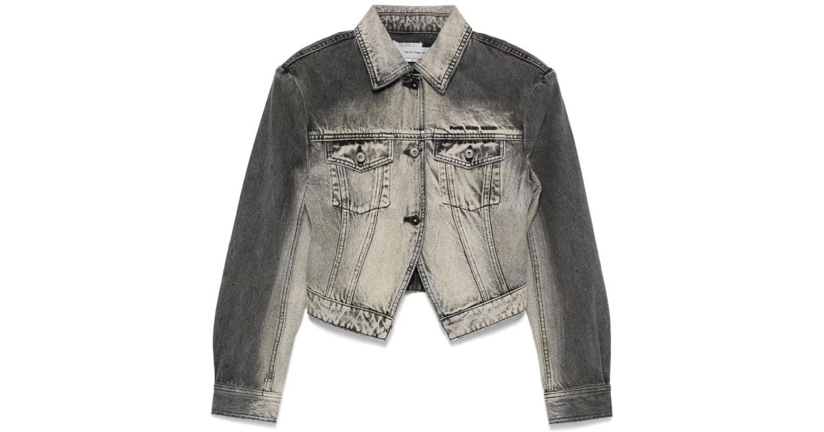 Feng Chen Wang Logo-Patch Denim Jacket in Gray | Lyst Feng Chen Wang Logo-Patch Denim Jacket in Gray | Lyst