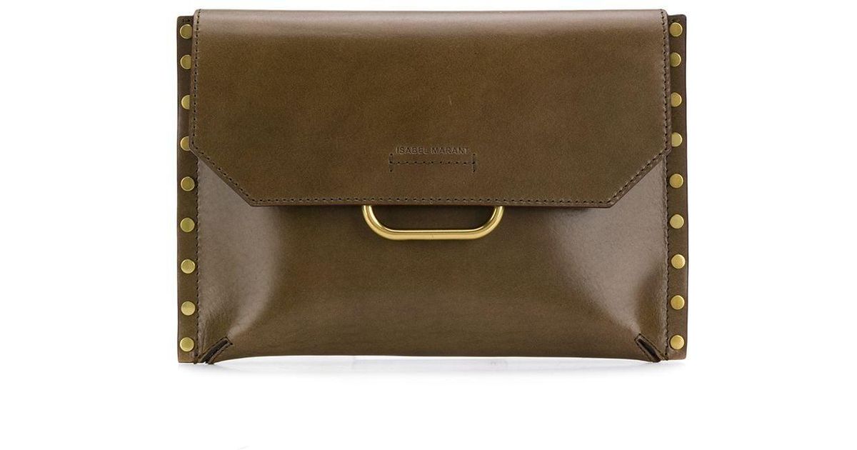 Isabel Marant Leather Kinsy Clutch in Green - Lyst