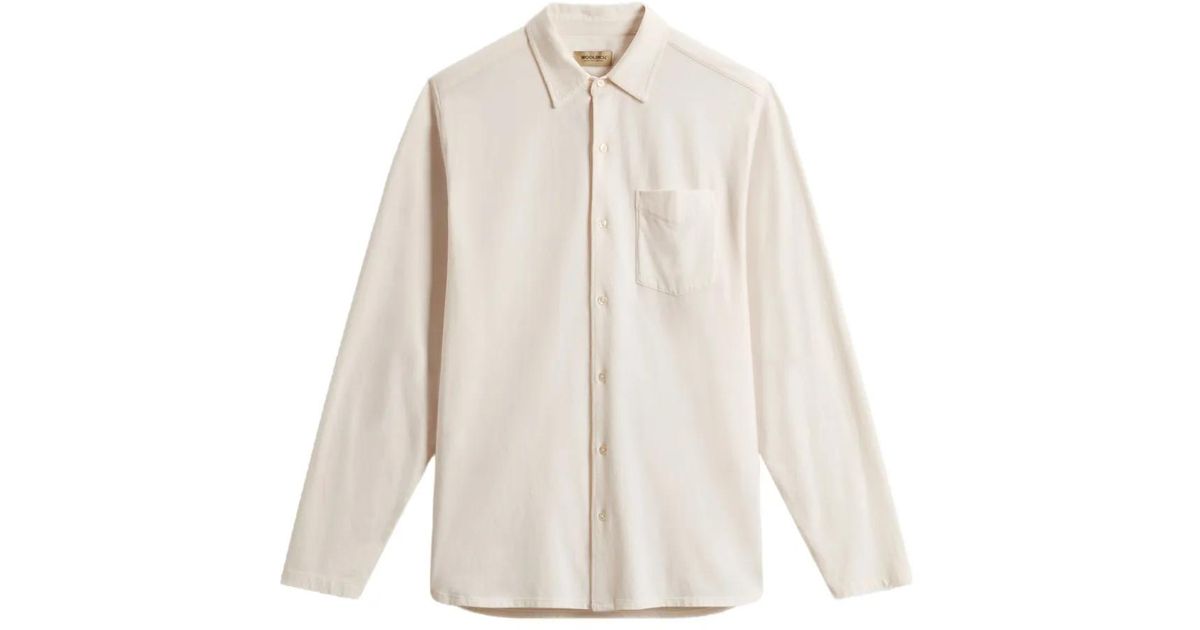 Woolrich Long-Sleeve Pocket Shirt in White for Men | Lyst