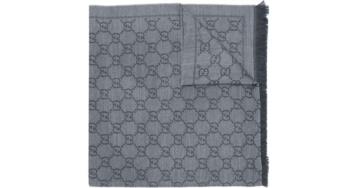 Gucci Branded Mixed Print Scarf in Gray for Men