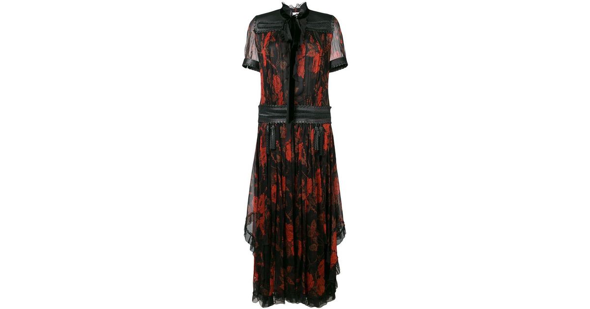 coach rose print ruffle dress