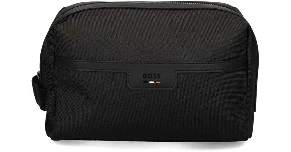 BOSS Logo-Detail Zipped Wash Bag in Black for Men | Lyst