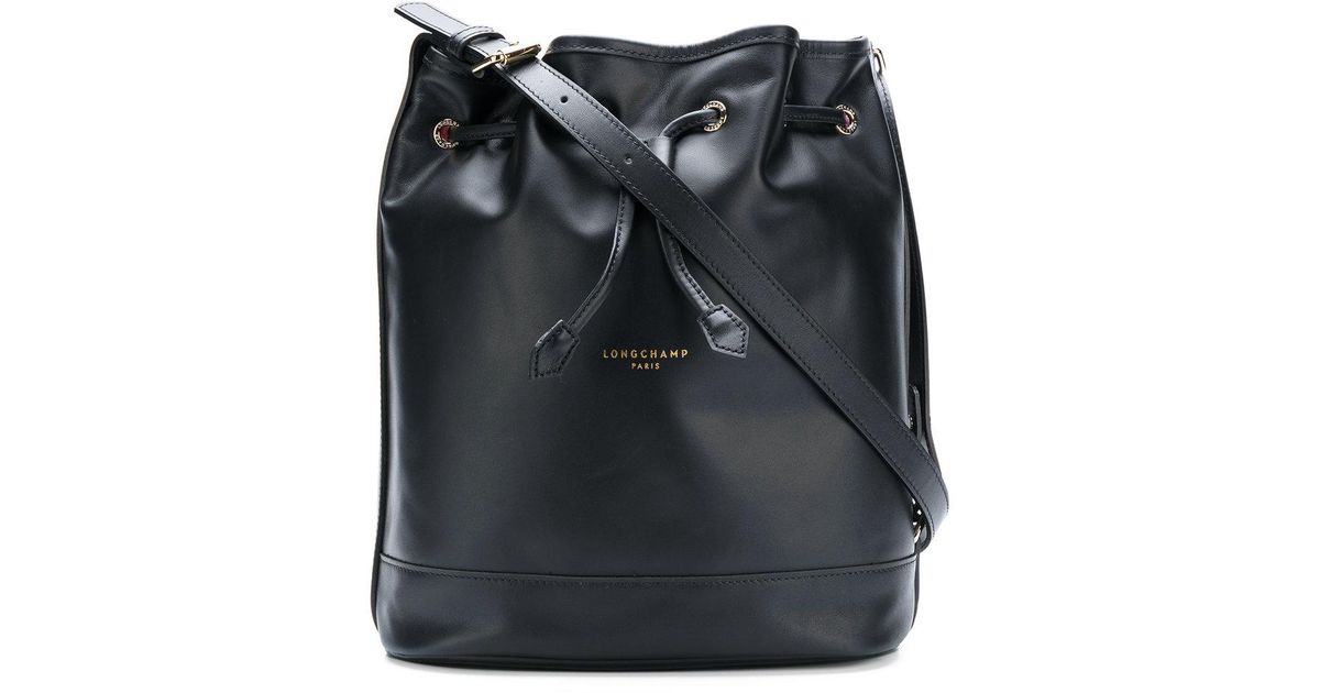 Longchamp Leather Drawstring Bucket Shoulder Bag in Black Lyst