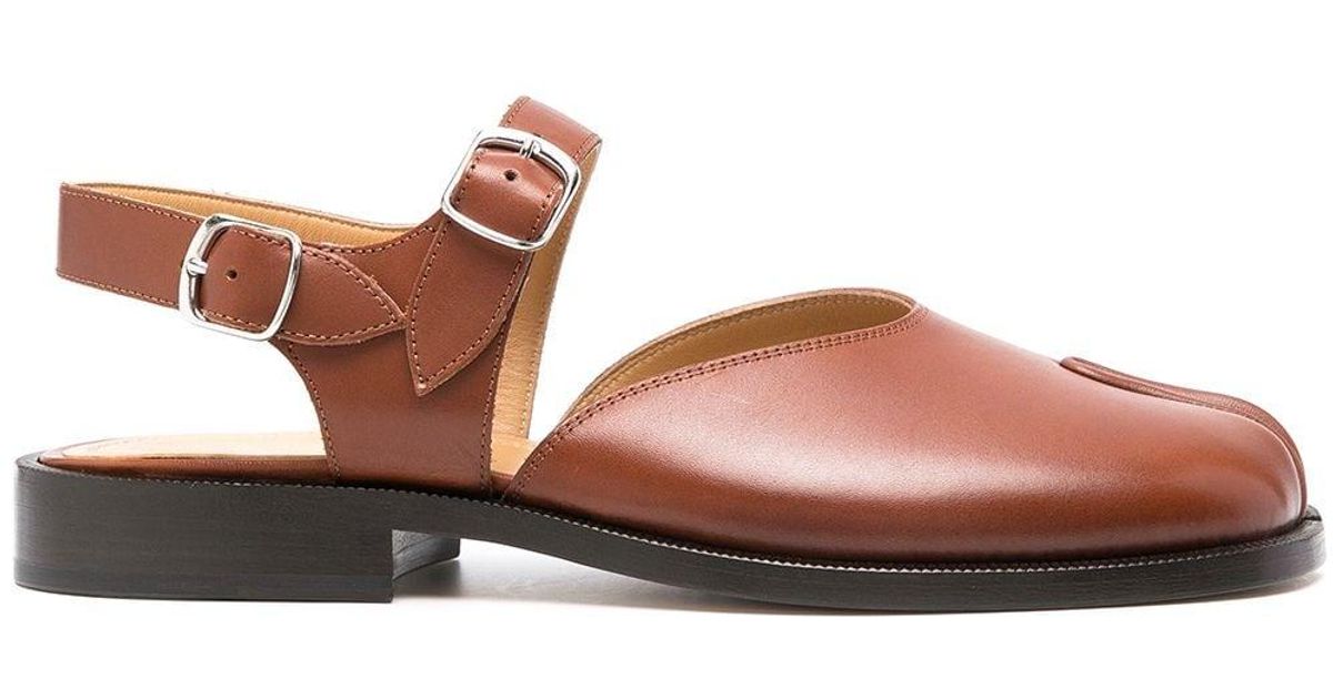Maison Margiela Tabi Leather Mary-jane Sandals in Brown for Men | Lyst