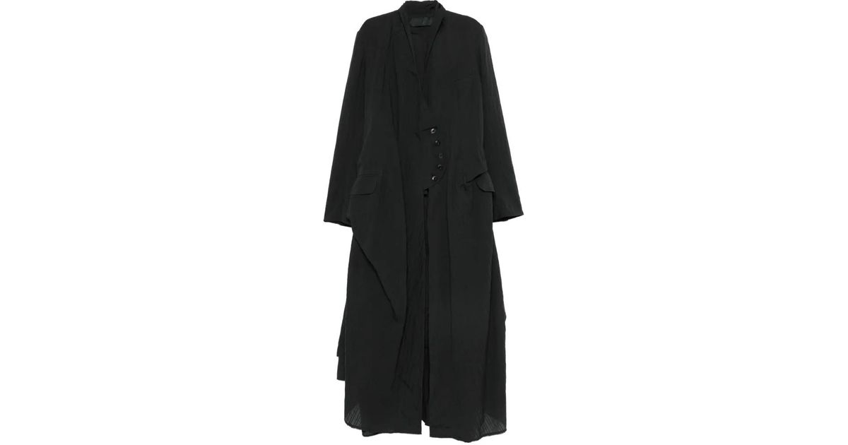 Marc Le Bihan Crinkled Long Coat in Black | Lyst UK