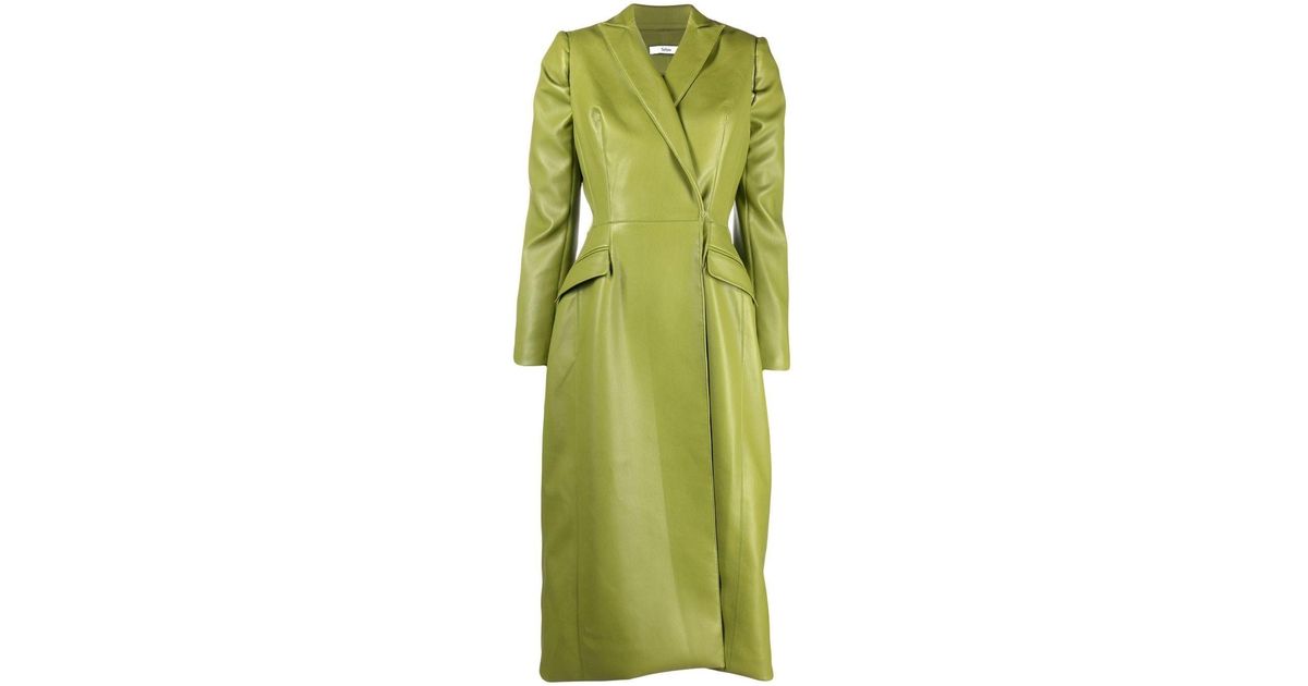 Safiyaa Faux-leather Layered Trench Coat in Green | Lyst Australia