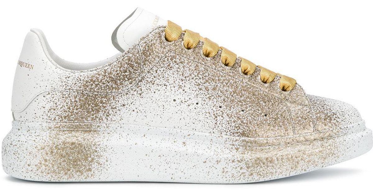 Alexander McQueen Paint Splattered Sneakers in White for Men | Lyst
