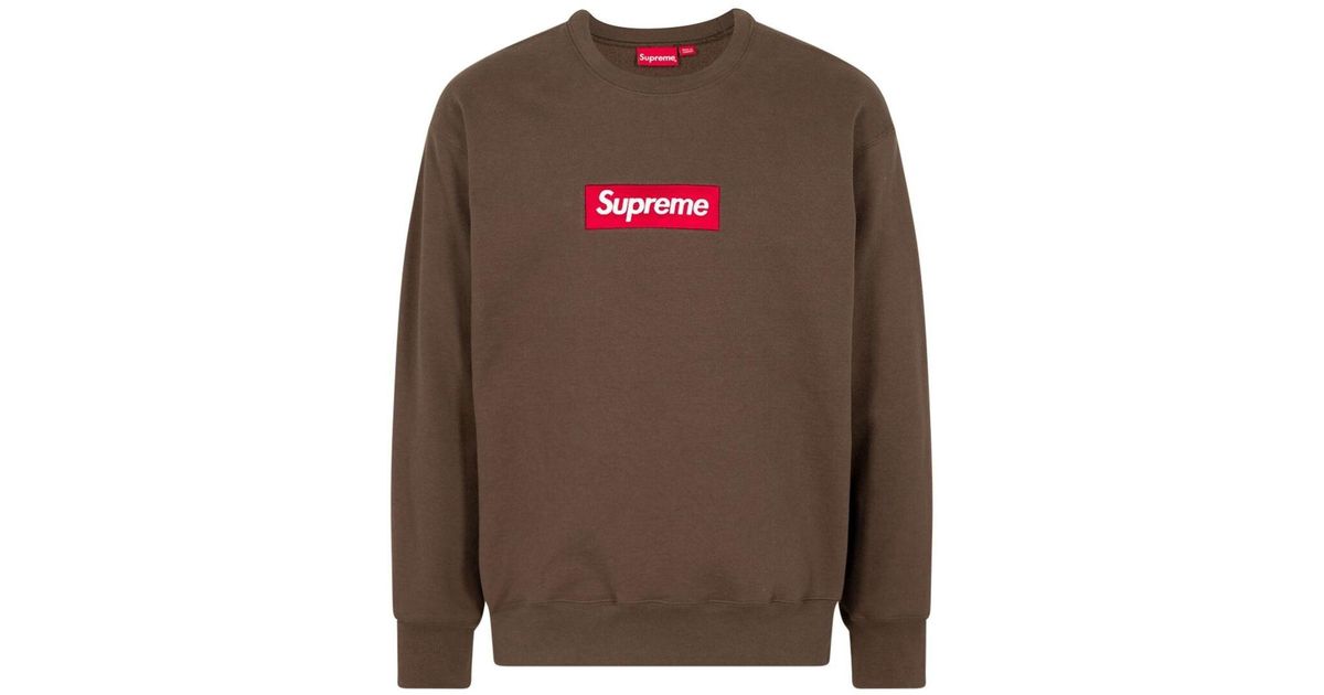 Supreme Box Logo Crew-neck Sweatshirt in Brown | Lyst