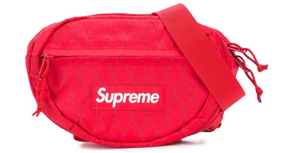 Supreme Logo-print Waist Bag in Red for Men - Lyst