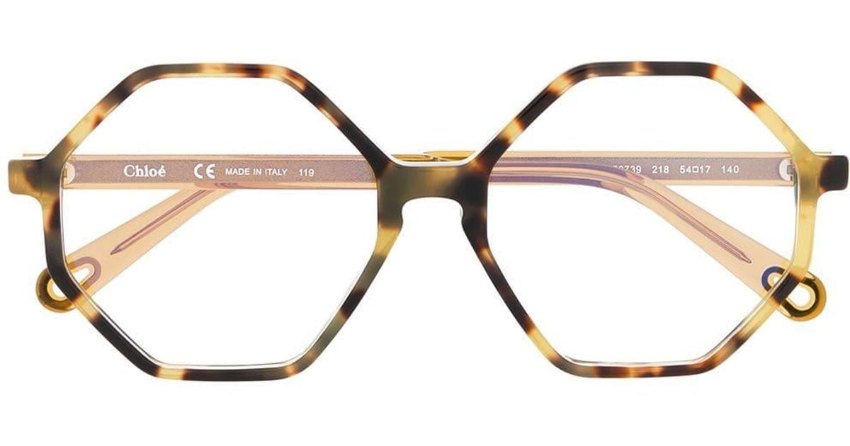 Lunettes de soleil à monture octogonale Chloé en coloris Jaune Lyst