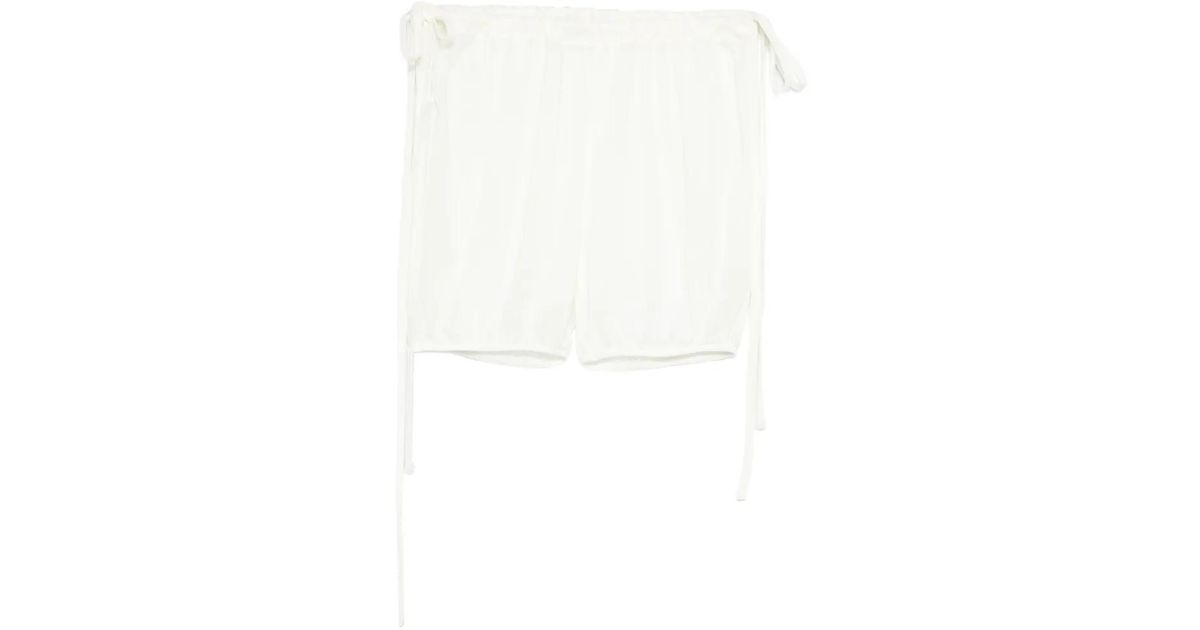 Two White Drawstrings GIMAGUAS Zoe Drawstring Shorts in White | Lyst