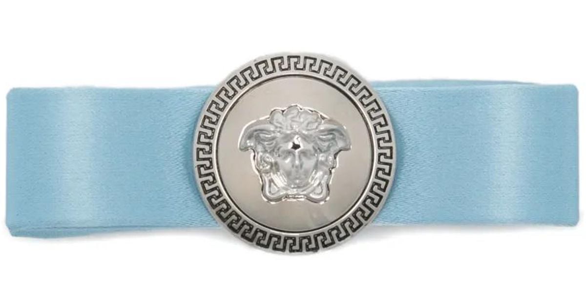 Versace Blue and Silver Medusa Hair Clip Slim Hair Claw Clip — Midnight – Wear Karst main image 3