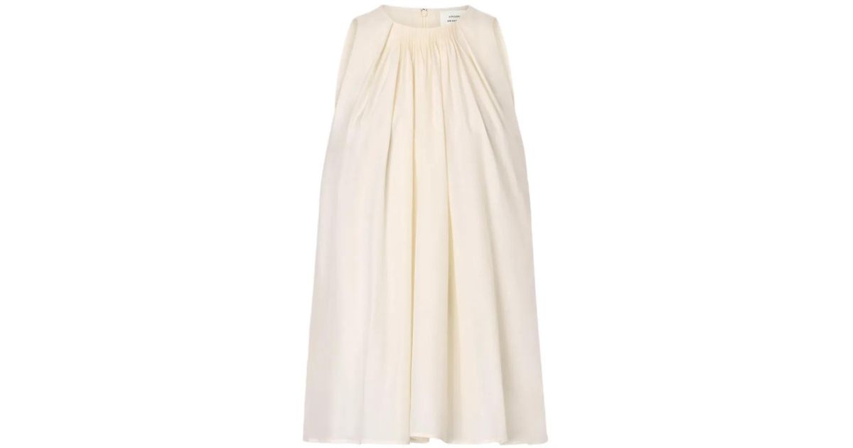 Loulou de Saison Liao Flaring Gathered Blouse in White | Lyst