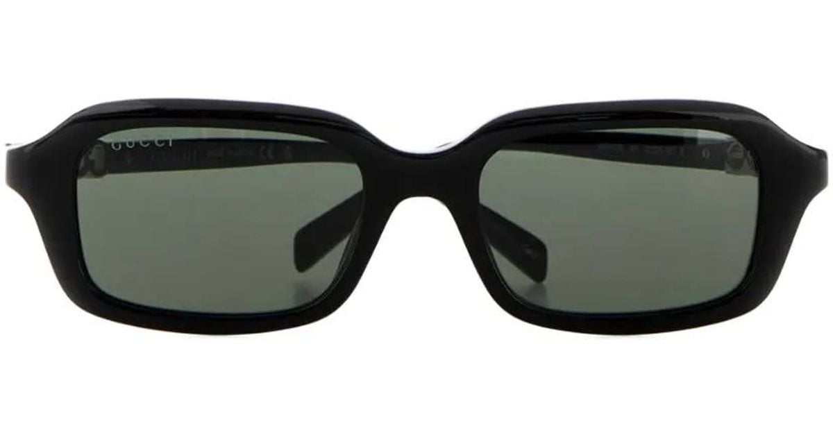 Gucci Rectangular Frame Sunglasses in Black | Lyst UK
